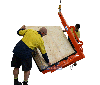 CHW150 Wide Load Pallet Hook - timber sheet load inverted  in workshop