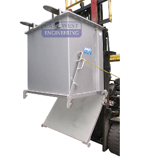DBC Drop Bottom Forklift Bin - fork pockets industrial work site waste