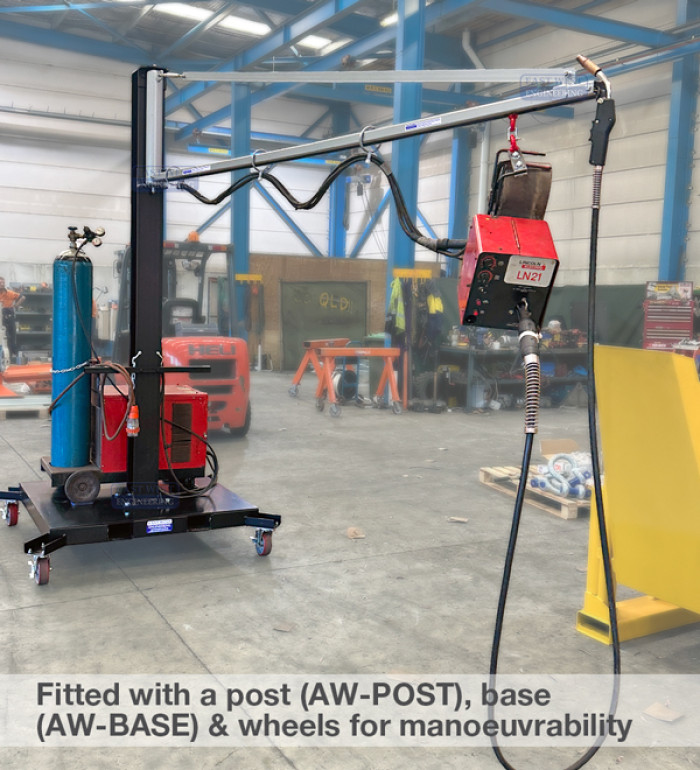 AWH30 Welding Boom Arm with mobile base and post for compelte manoeuvrability around the workshop