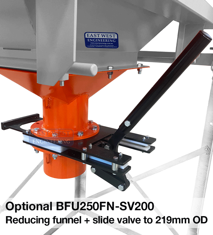 BFU250 Bulk Bag Filling Frame + slide valve & reducing funnel 219mm OD