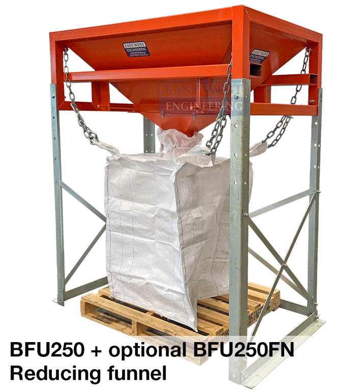 BFU250 Bulk Bag Filling Frame + Reducing Funnel to suit spout top FIBC