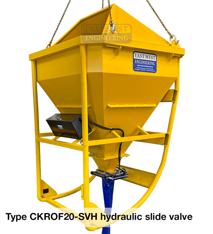 CKROF20-SVH Concrete Kibble Laydown with hydraulic operated slide valve 