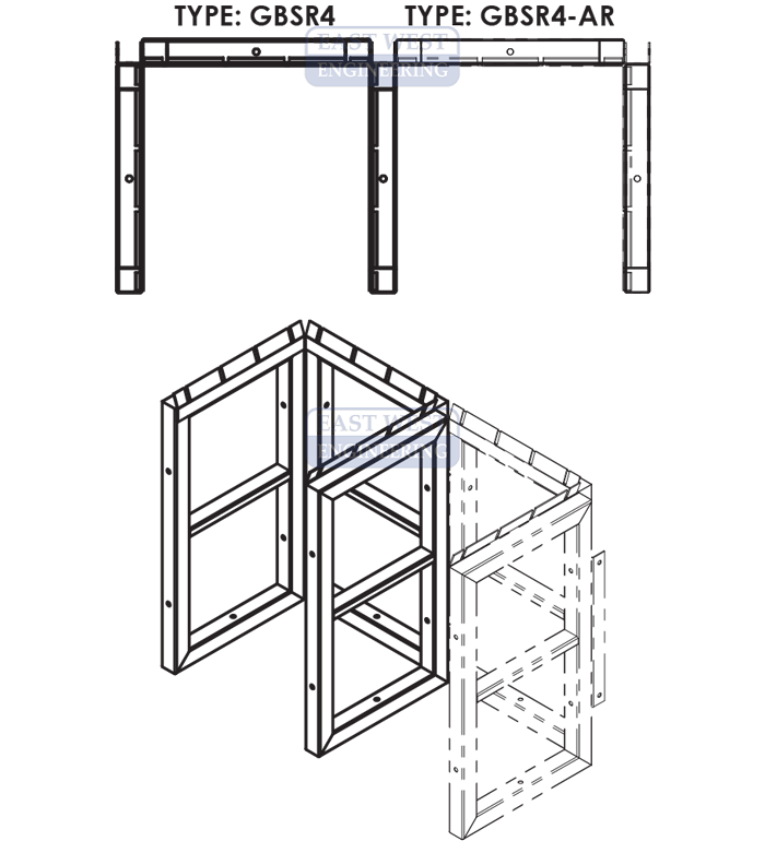 2 wide gas cylinder rack (GBSR4 + GBSR4-AS)