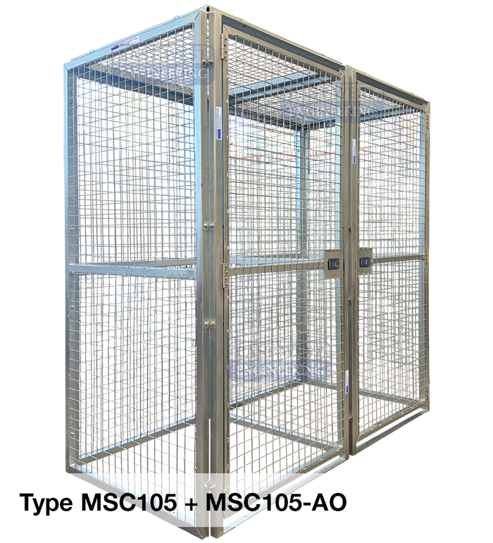 MSC105 Modular Storage Cage - 1050mm  + MSC105-AO Add on cage ideal for warehouse storage and residential apartment storage lockers
