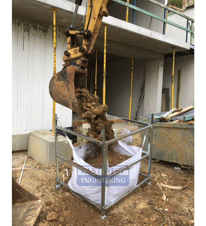 SKB100 Bulk Bag Stand used on site for excavation waste