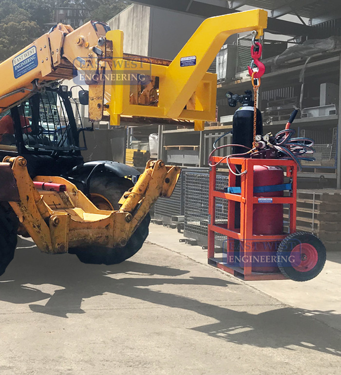 TGC2 Gas Cylinder Trolley transported by telehandler