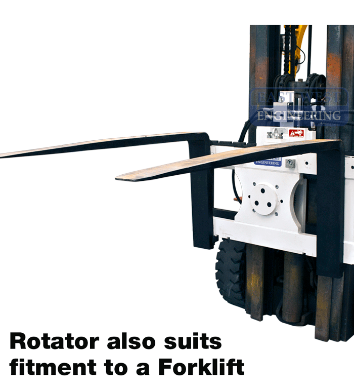 Rotator removes for fitment to a forklift